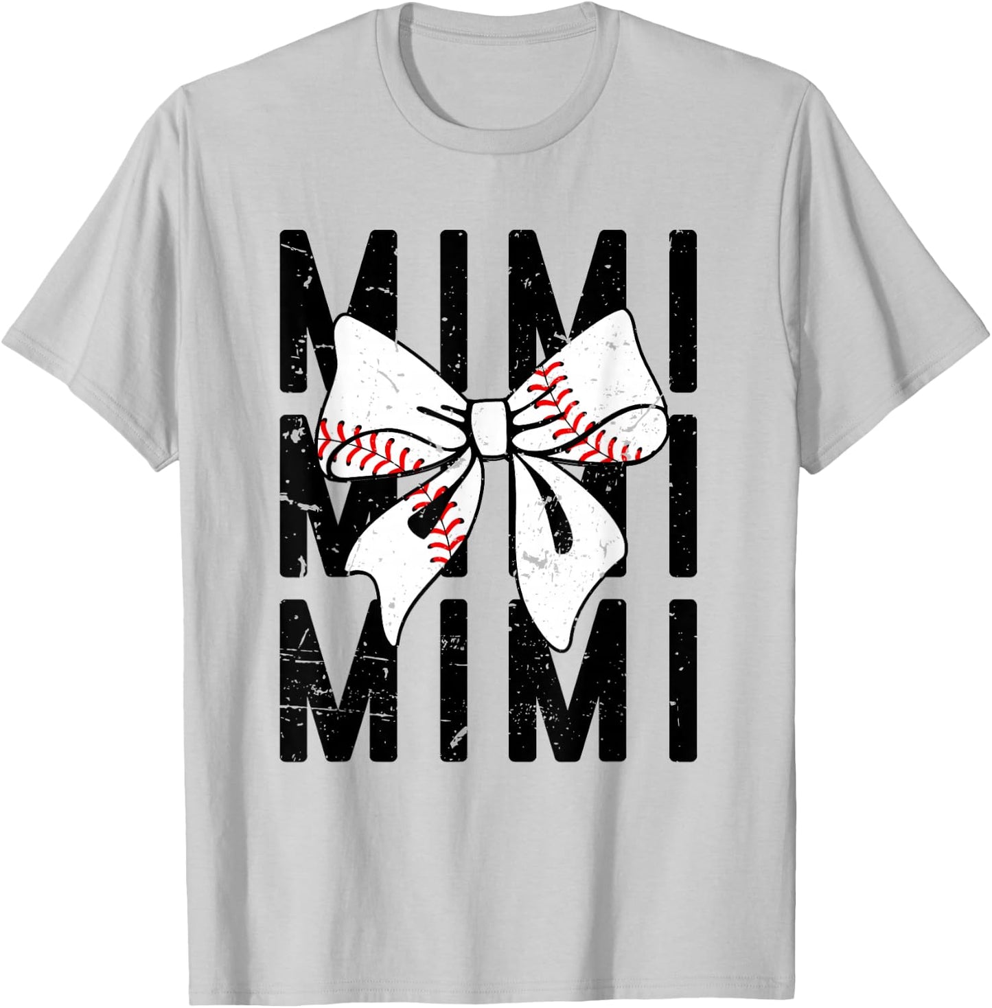 Coquette Baseball Mimi Bow Baseball Grandsons Game T-Shirt - T-Shirt | Ash