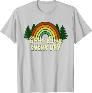 Earth Day Everyday Rainbow Pine Trees T-Shirt - T-Shirt | Ash