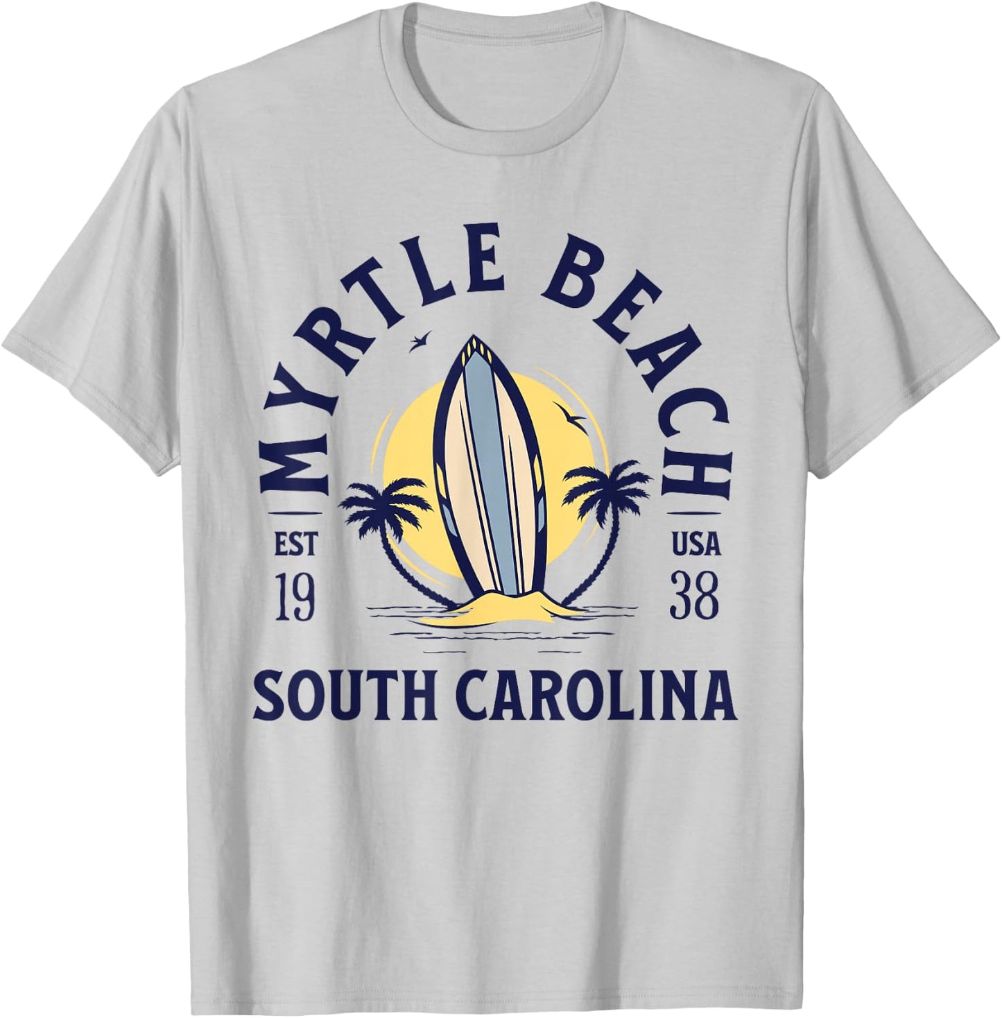 Myrtle Beach South Carolina Surf Summer Vacation Vintage T-Shirt - T-Shirt | Ash