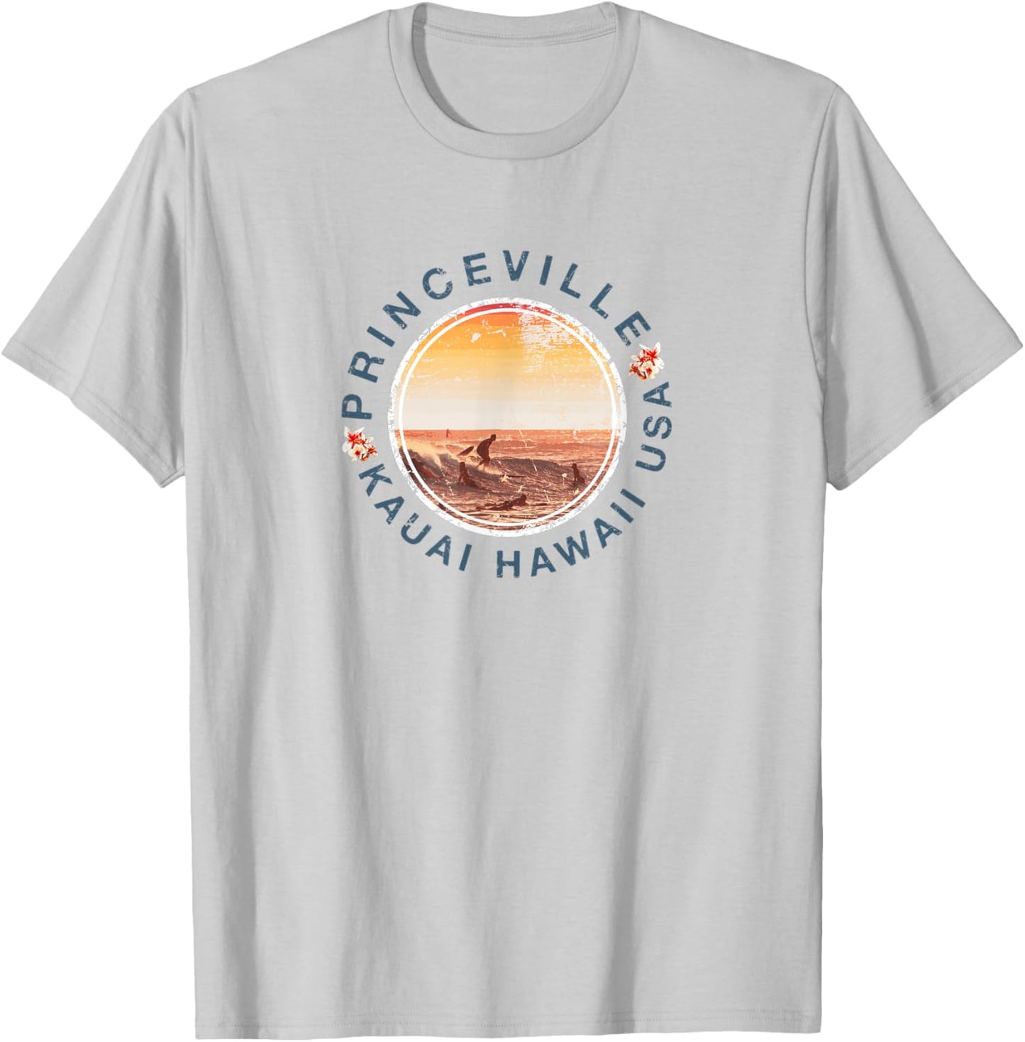 Kauai Hawaii Princeville Surfing Retro T-Shirt - T-Shirt | Ash