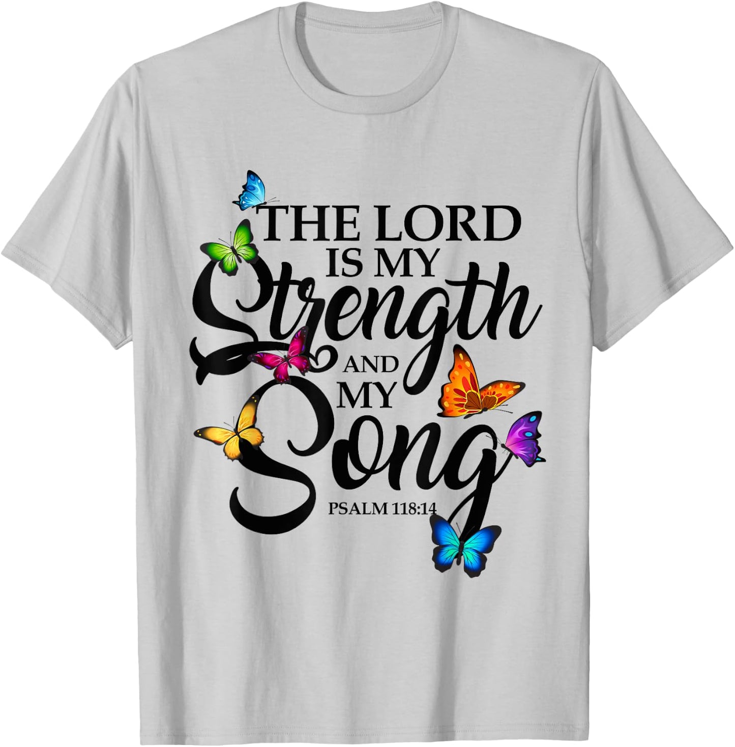 The Lord Is My Power and My Song Butterfly Art T-Shirt - T-Shirt | Ash