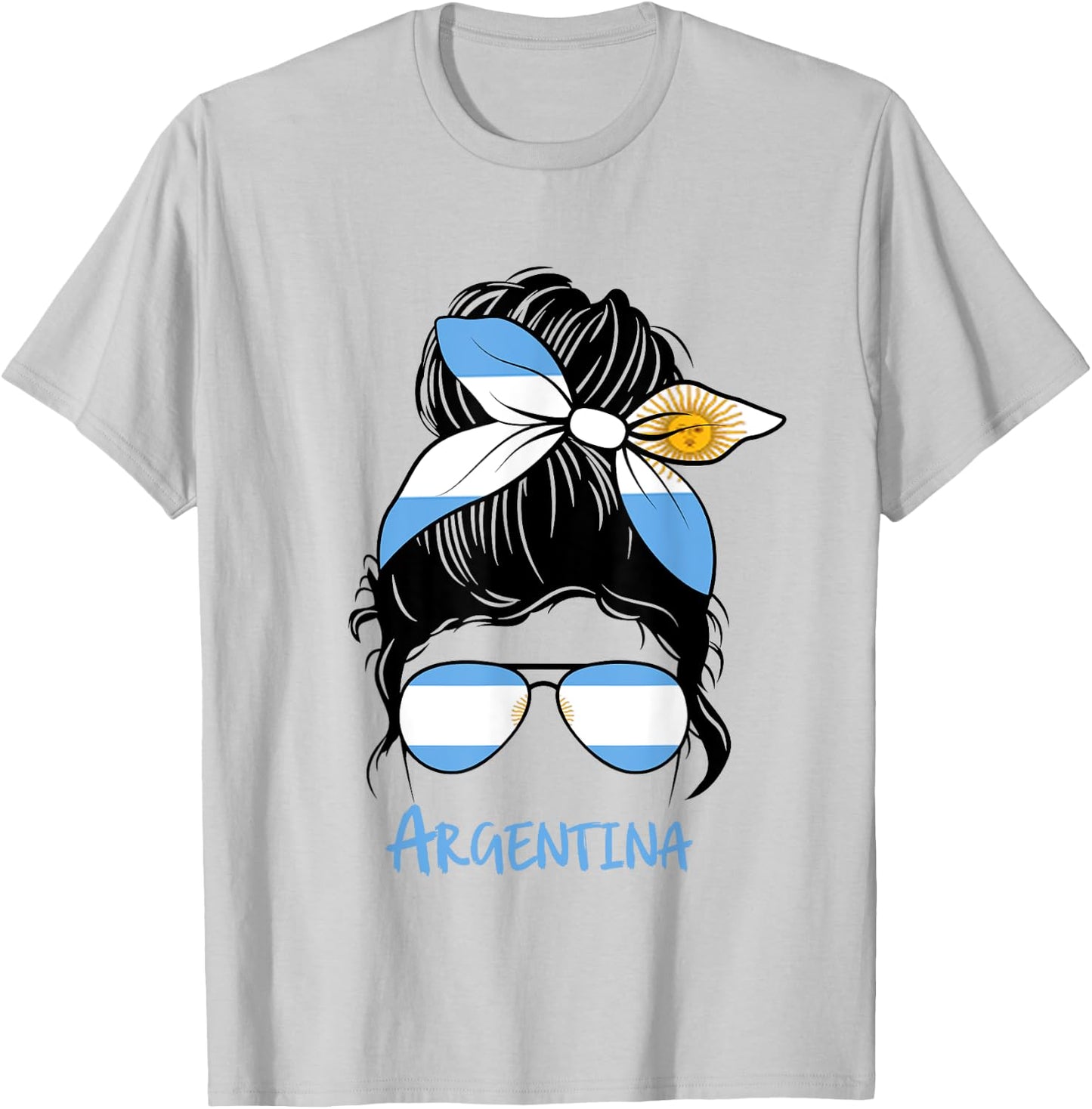 Argentine Girl Bandana Glasses Flag Colors Latina Pride T-Shirt - T-Shirt | Ash