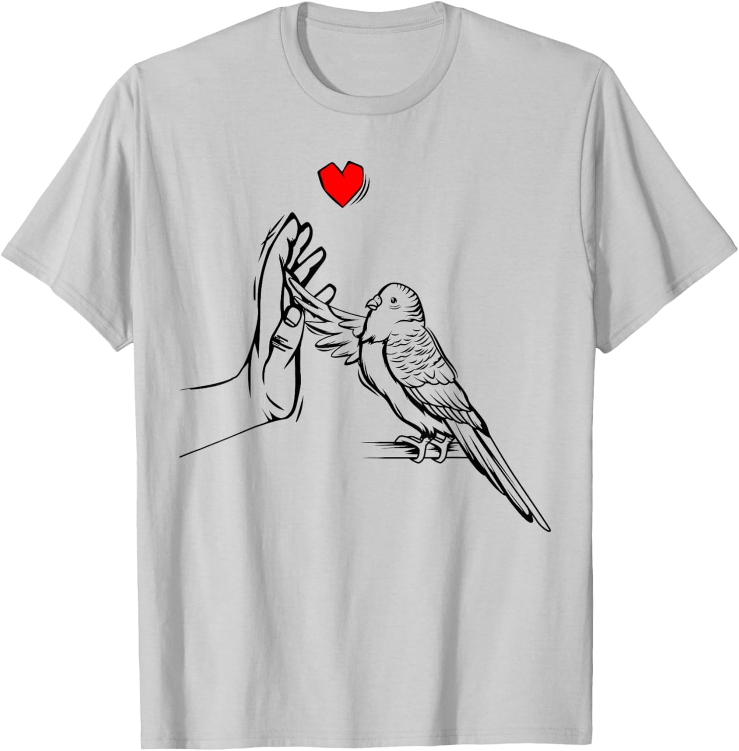 Budgie Love Parakeet Heart Bird Gift T-Shirt - T-Shirt | Ash