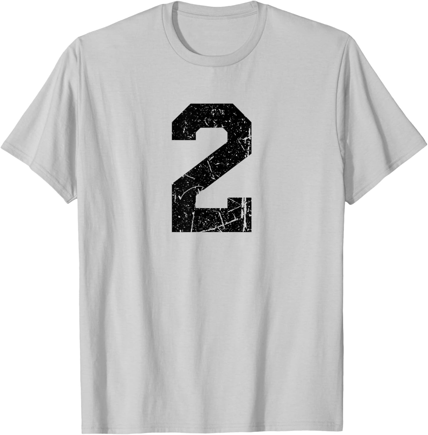Distressed Black Sports Team Number #2 T-Shirt - T-Shirt | Ash
