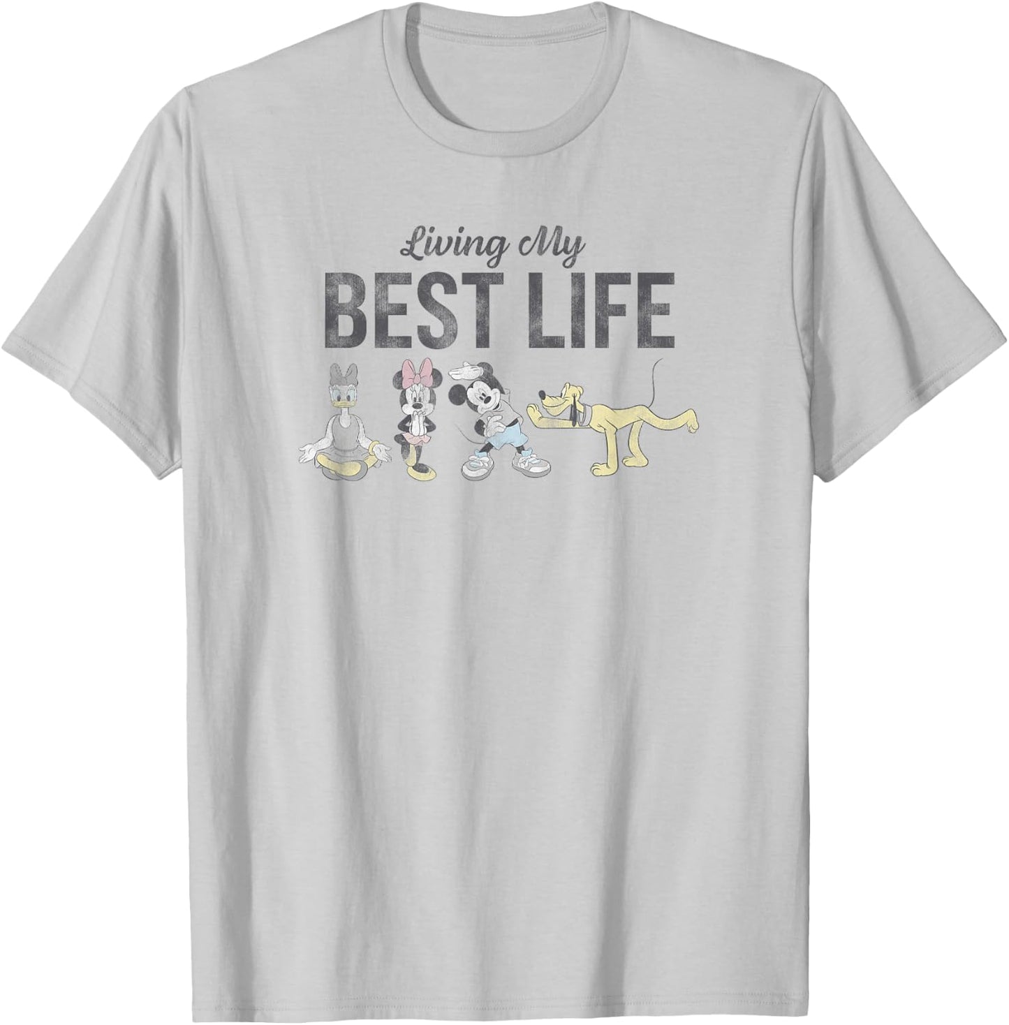 Disney Mickey Classic Best Life Group Yoga Poster T-Shirt - T-Shirt | Ash