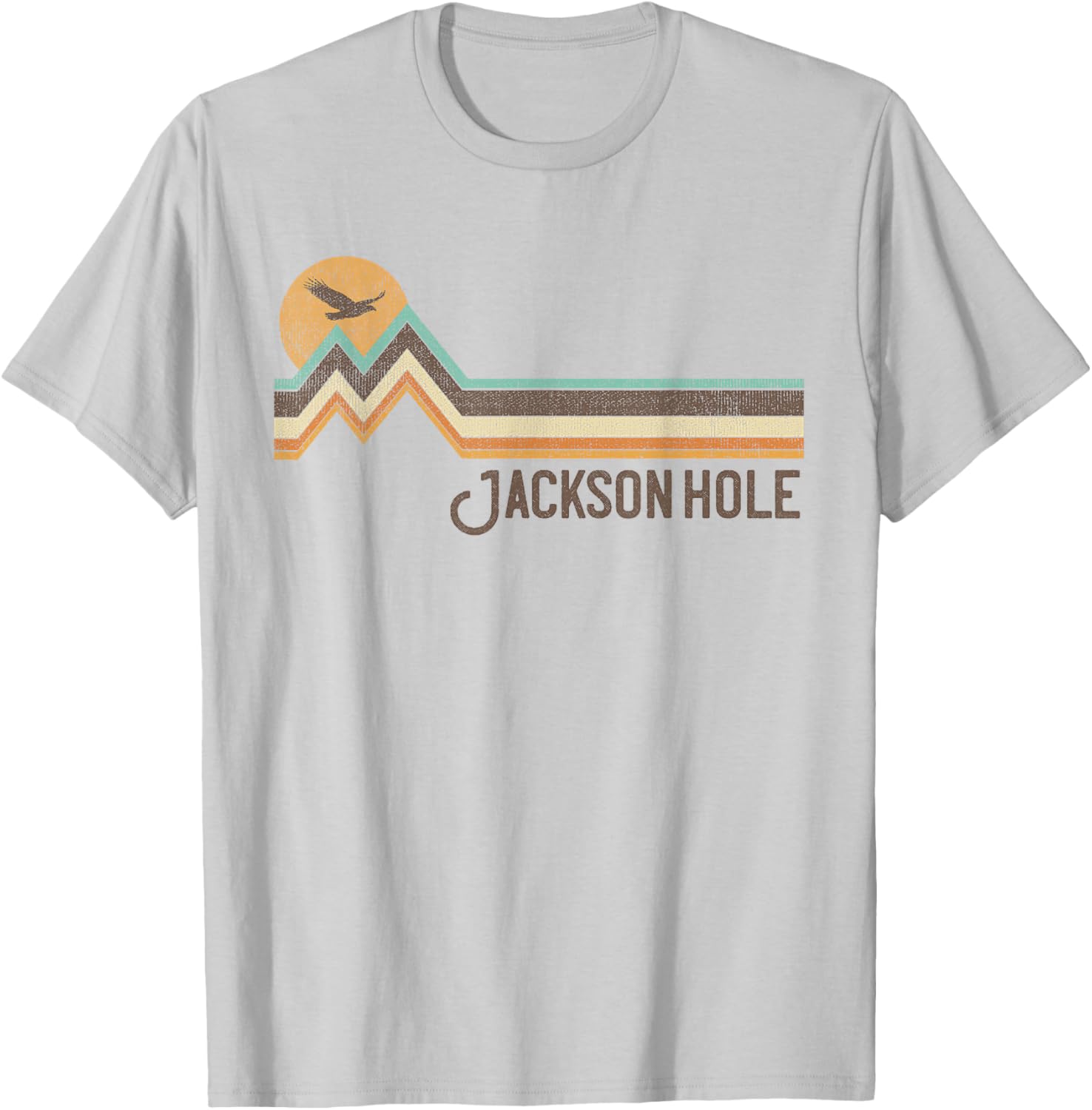 Jackson Hole Wyoming 70s 80s Retro Style Vintage Distressed T-Shirt - T-Shirt | Ash