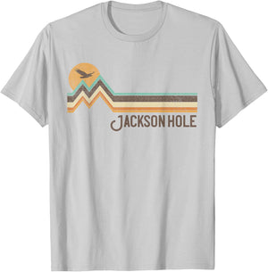 Jackson Hole Wyoming 70s 80s Retro Style Vintage Distressed T-Shirt - T-Shirt | Ash