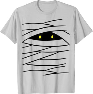 Mummy Costume Easy Haloween Funny Boy Wrap Face Monster Eyes T-Shirt - T-Shirt | Ash