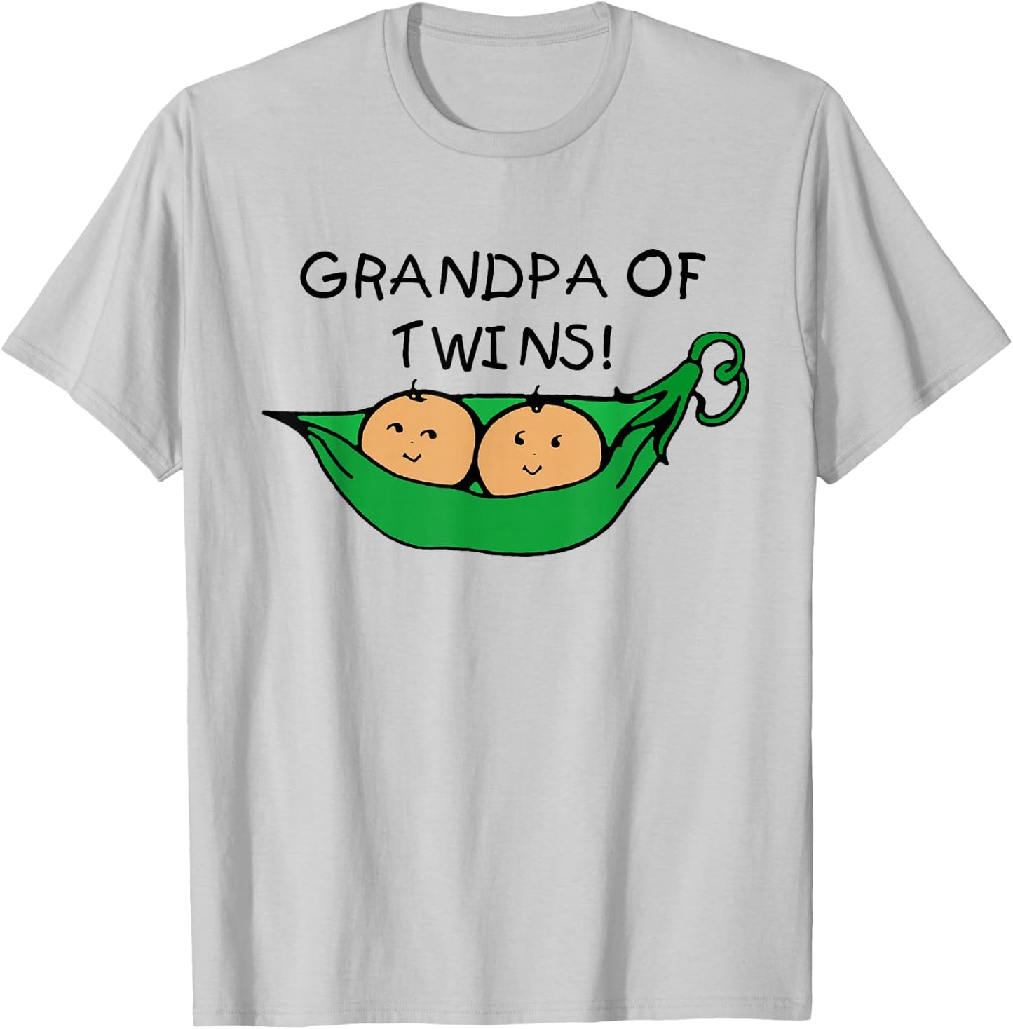 Two Peas in a Pod Grandpa of Twins T-Shirt - T-Shirt | Ash