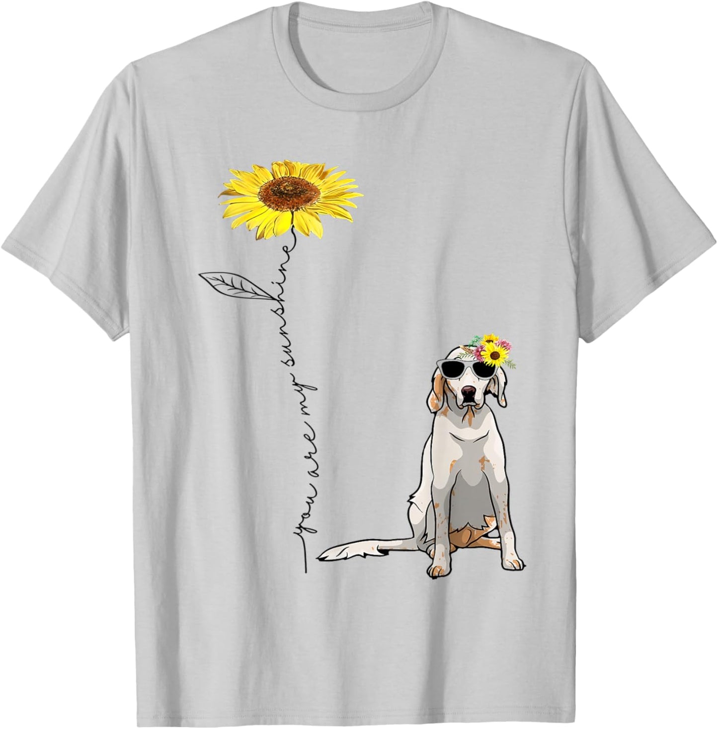 Sunflower and English Setter T-Shirt - T-Shirt | Ash