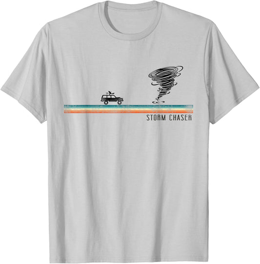 Storm Chaser Hurricane Meteorology Tornado Retro Vintage T-Shirt - T-Shirt | Ash