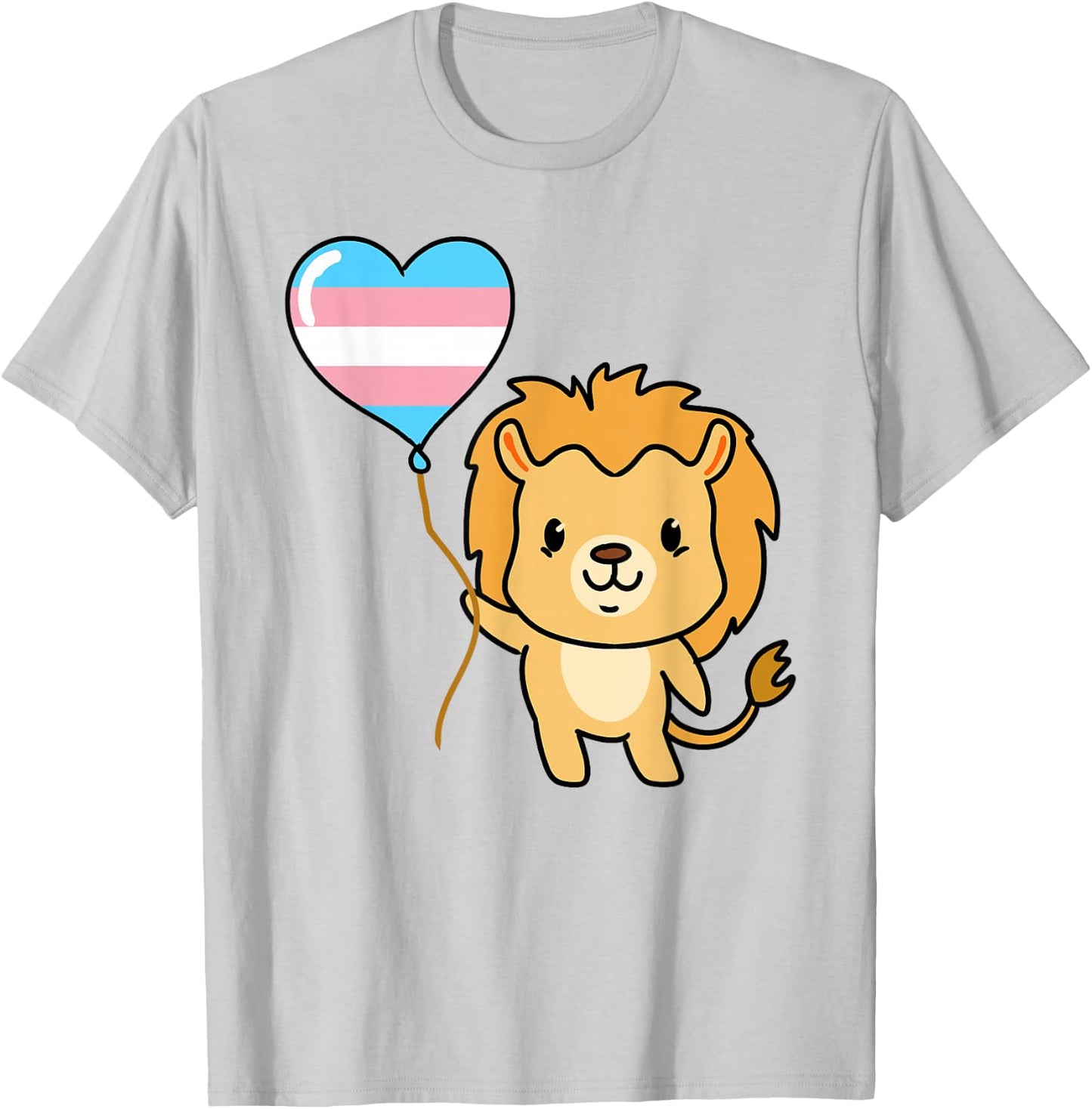 Lion Balloon Trans Pride T-Shirt - T-Shirt | Ash