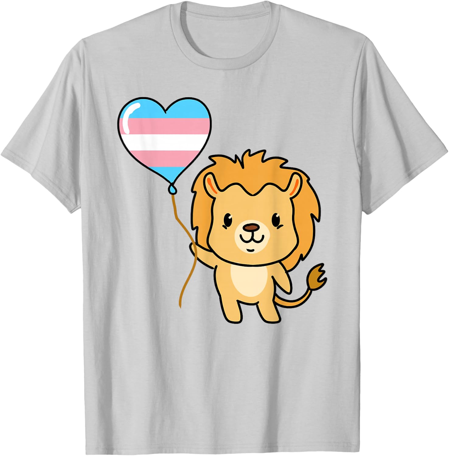 Lion Balloon Trans Pride T-Shirt - T-Shirt | Ash