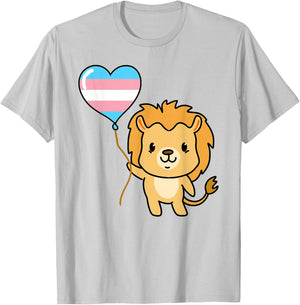 Lion Balloon Trans Pride T-Shirt - T-Shirt | Ash