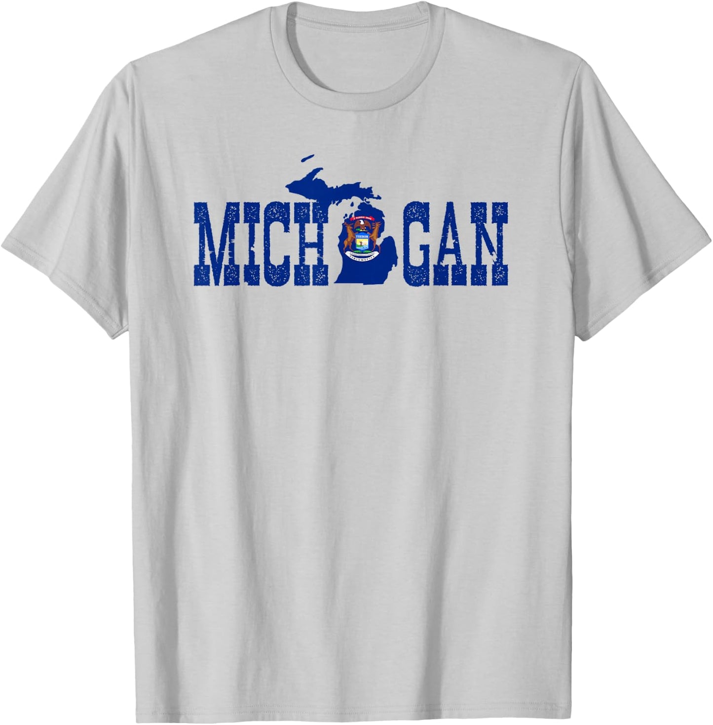 Michigan State and Michigan Flag with Pride for Michigan T-Shirt - T-Shirt | Ash