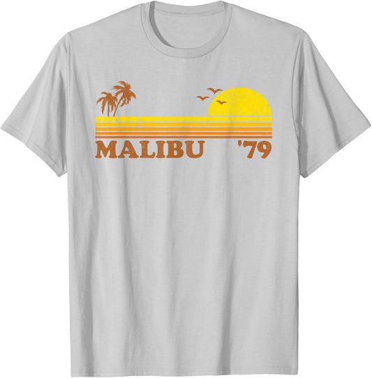 Vintage Malibu California Retro Beach Surfing 70's Surf Gift Women Kids T-Shirt - T-Shirt | Ash