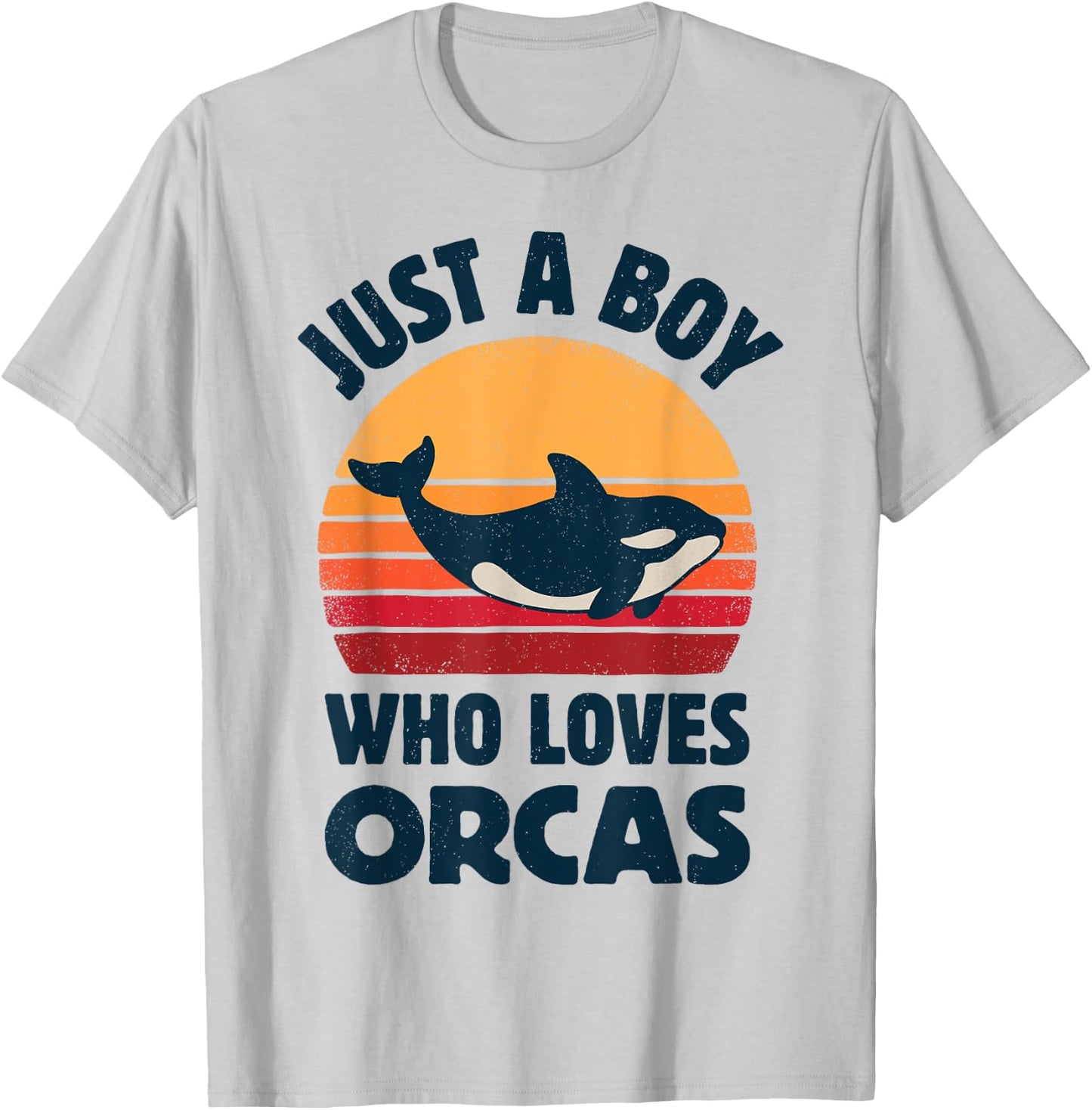 Killer Whale Just A Boy Who Loves Orcas Sea Animals Retro T-Shirt - T-Shirt | Ash