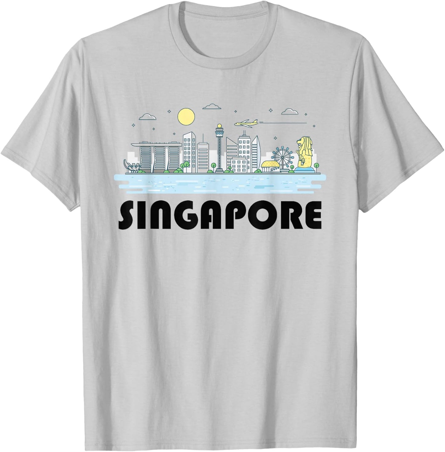 Singapore Skyline Cityscape Skyscrapers Cool T-Shirt - T-Shirt | Ash