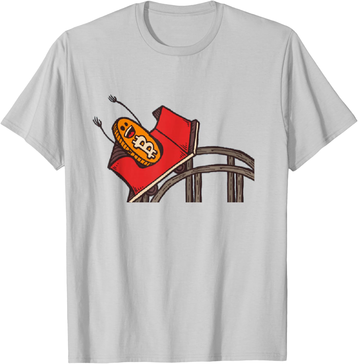 Funny Bitcoin Rollercoaster | Cryptocurrency T-Shirt - T-Shirt | Ash