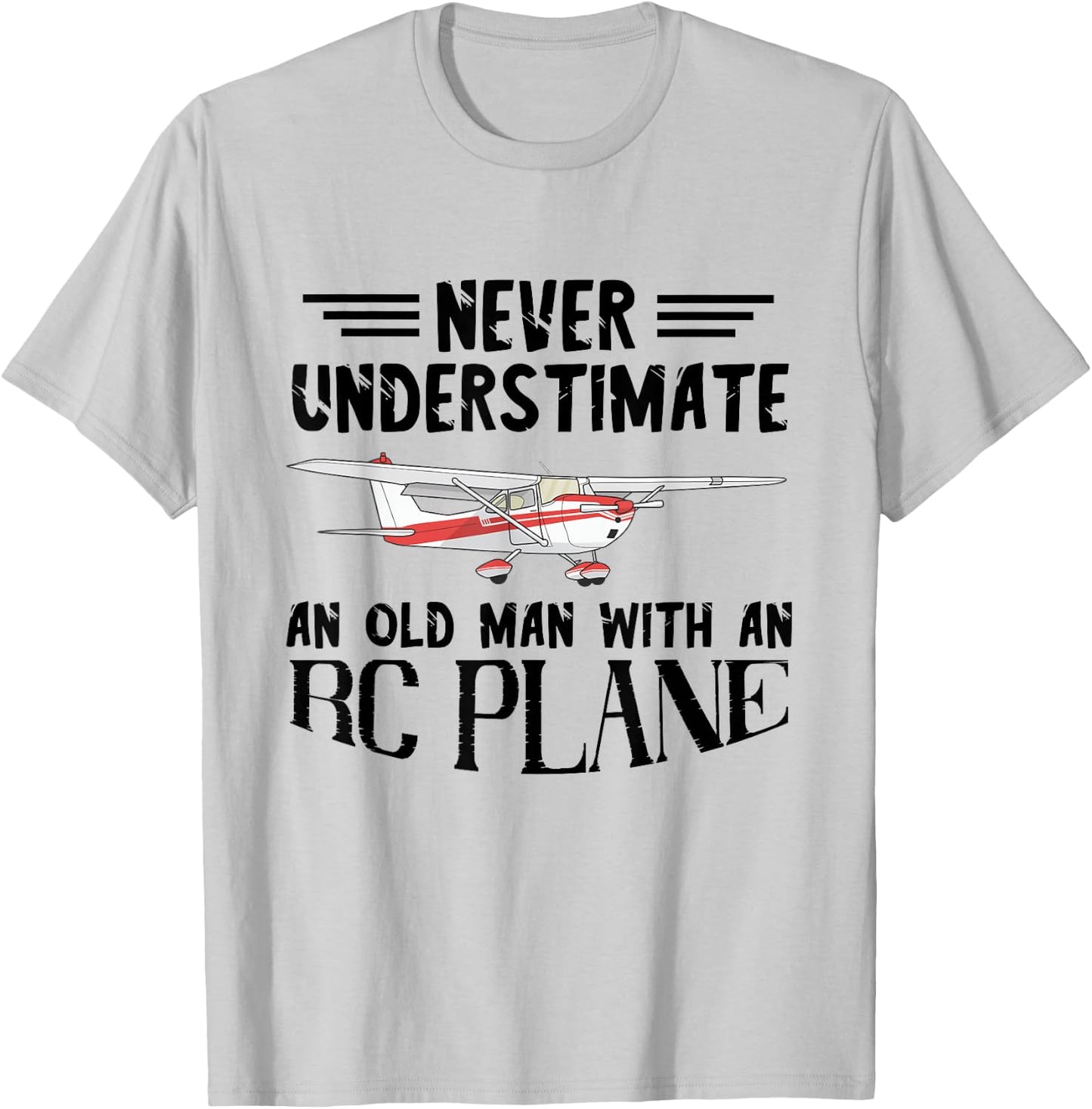 RC Aeroplane Old Man with Many RC Planes Remote Controlled Pilot T-Shirt - T-Shirt | Ash