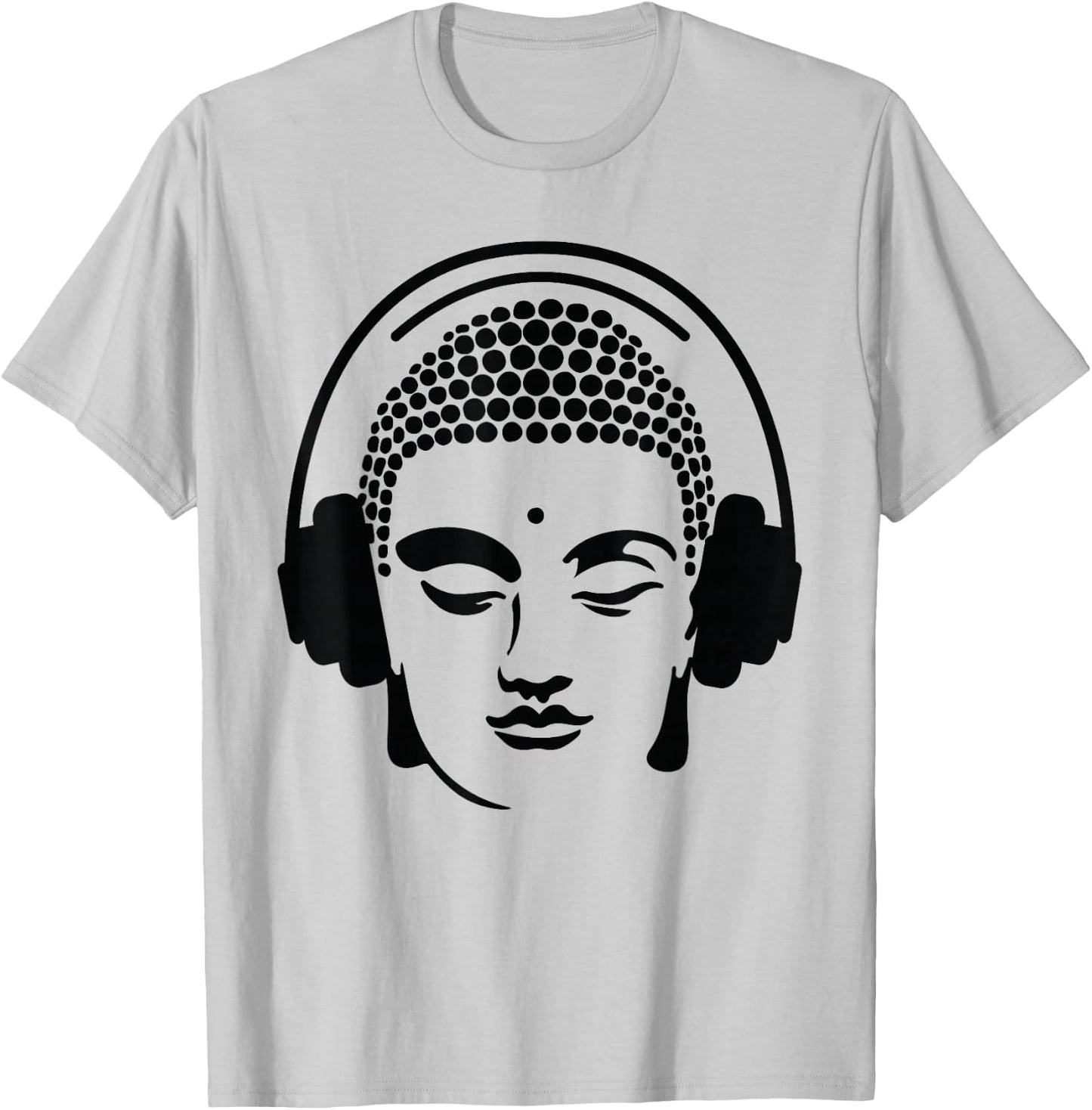 Chilling Buddha with Headphones T-Shirt - T-Shirt | Ash