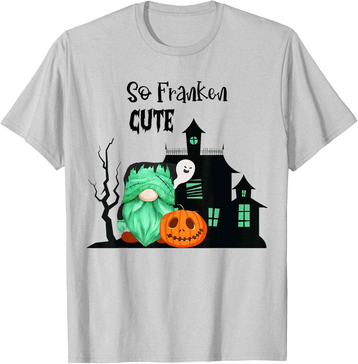 Cute Frankenstein Gnome So Franken Cute Halloween Gnome T-Shirt - T-Shirt | Ash
