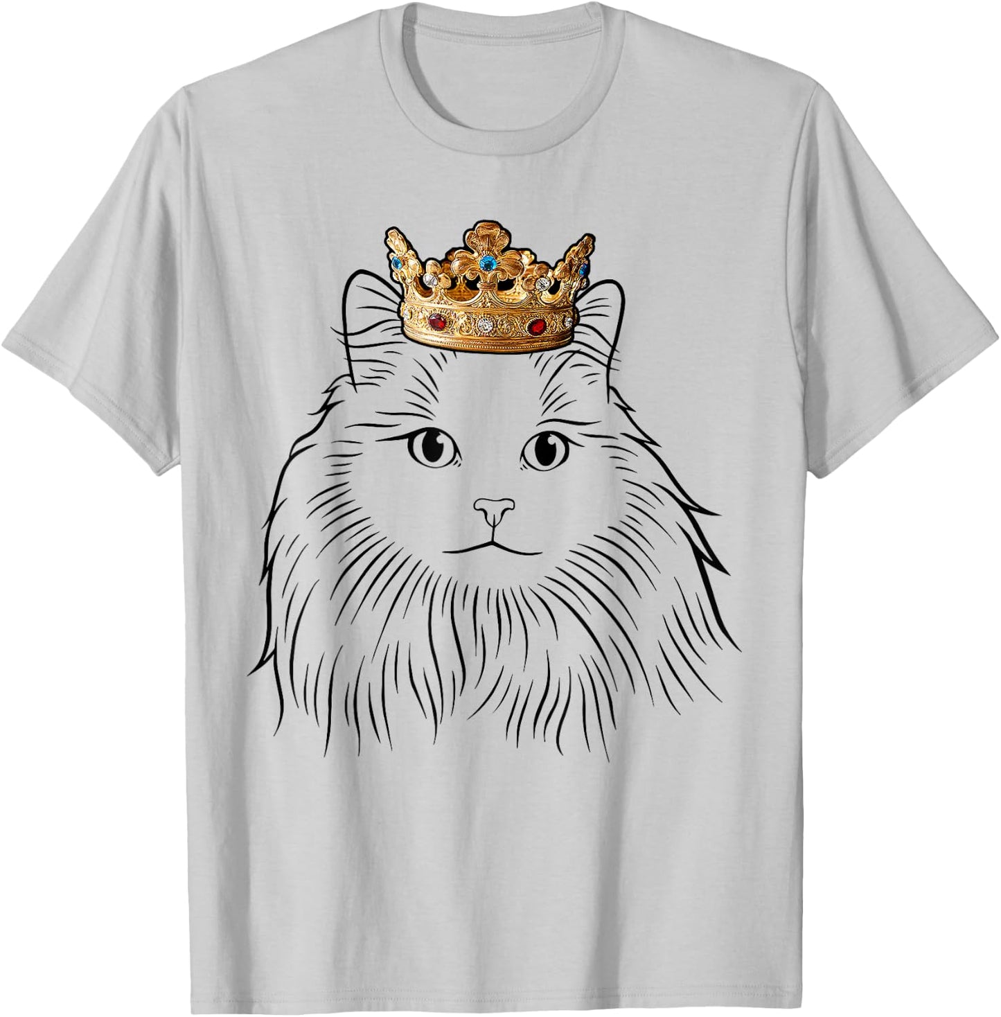 Siberian Cat Wearing Crown Women Kids T-Shirt - T-Shirt | Ash