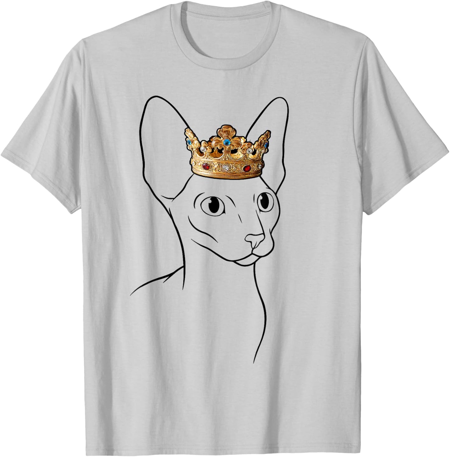 Cornish Rex Cat Wearing Crown Men Women Girls Kids T-Shirt - T-Shirt | Ash