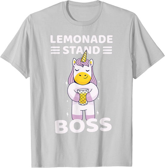 Lemonade Stand Boss Unicorn Girls T-Shirt - T-Shirt | Ash