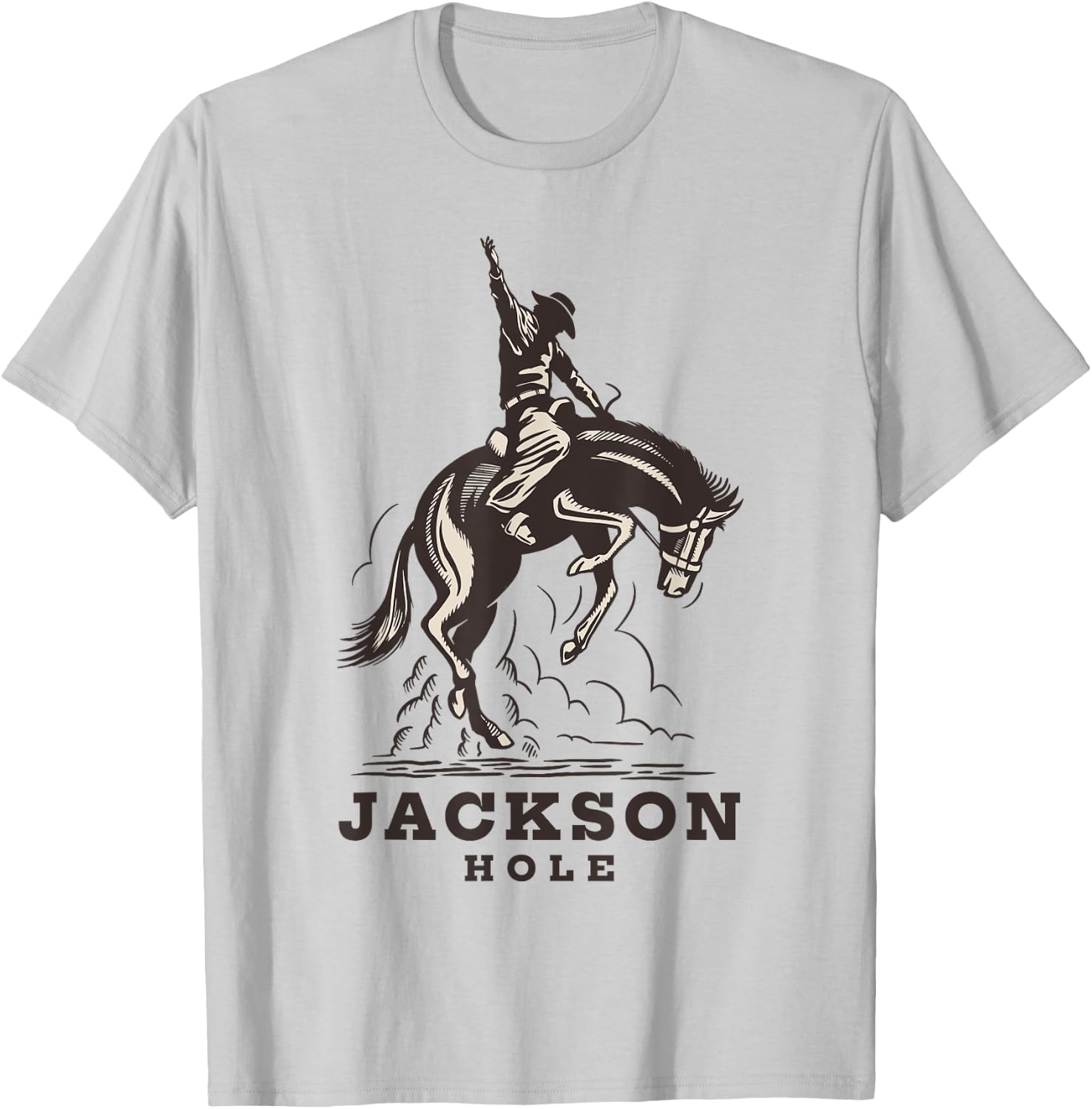Jackson Hole Wyoming Rodeo Cowboy Horse Rider Travel T-Shirt - T-Shirt | Ash