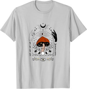 1111 Wake Up Angel Number Spiritual Mystical Mushroom 11:11 T-Shirt - T-Shirt | Ash