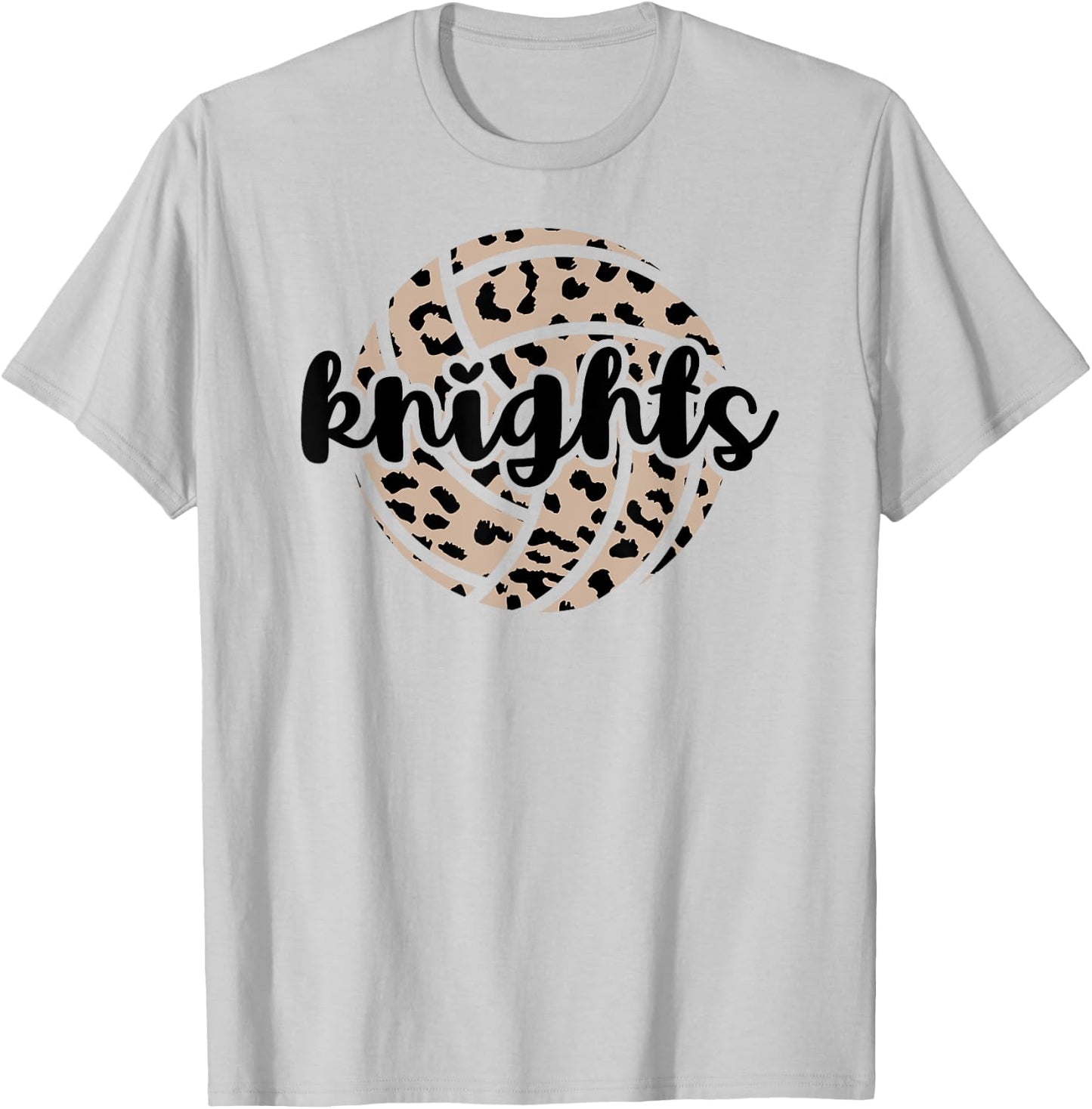 Knights Volleyball Team Cheetah Mascot School Spirit Game T-Shirt - T-Shirt | Ash