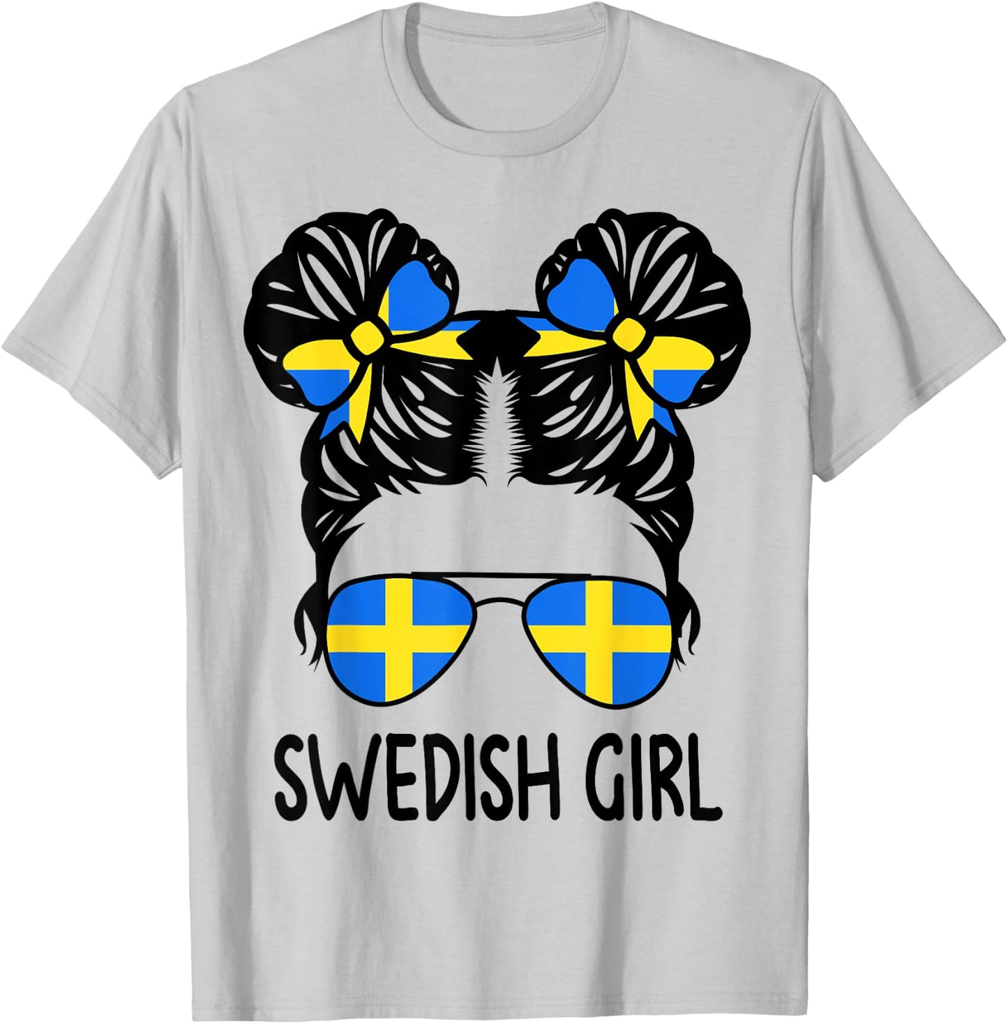 Swedish Girl Messy Hair Sweden Pride Patriotic Kids T-Shirt - T-Shirt | Ash