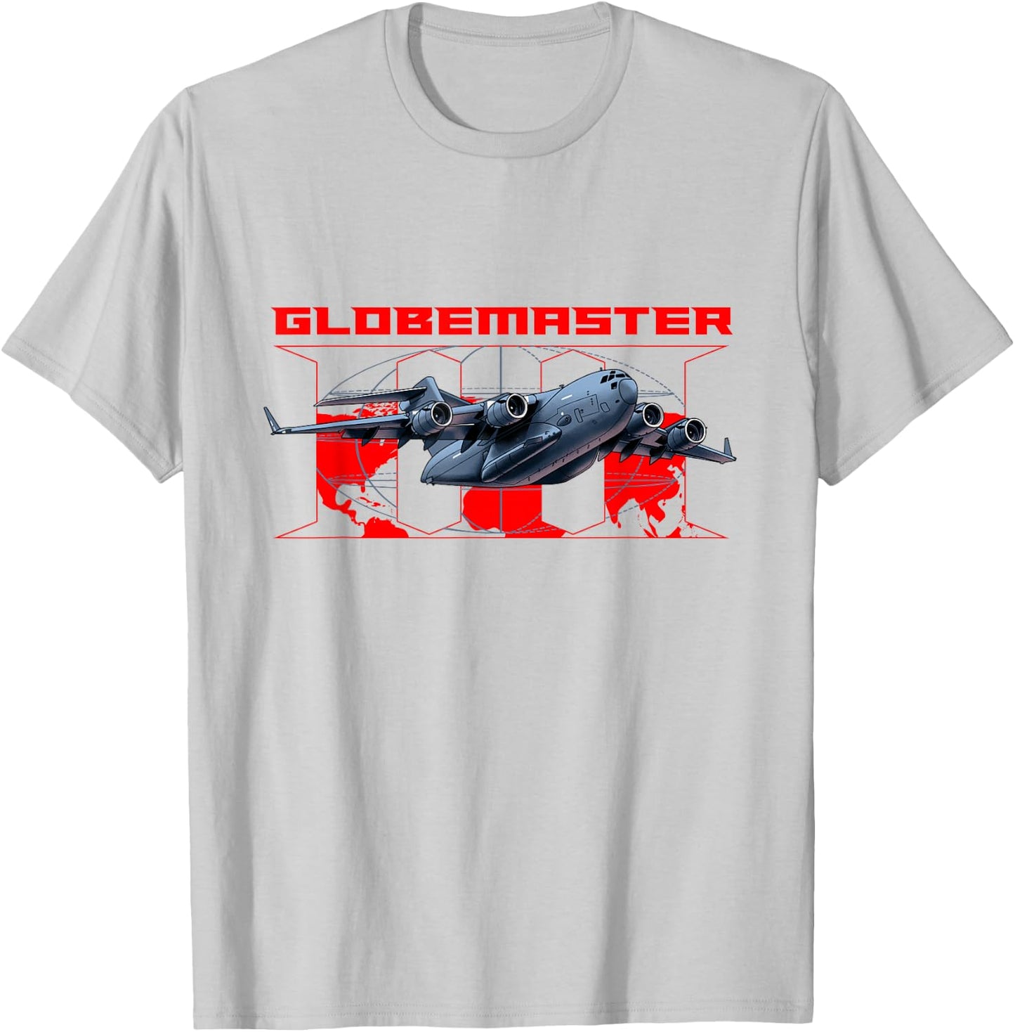 Globemaster III Military Cargo Airplane T-Shirt - T-Shirt | Ash