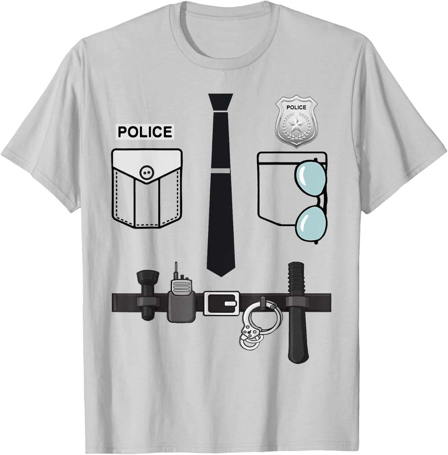 Police Uniform Costume Halloween Policeman Kids Toddler Boys T-Shirt - T-Shirt | Ash