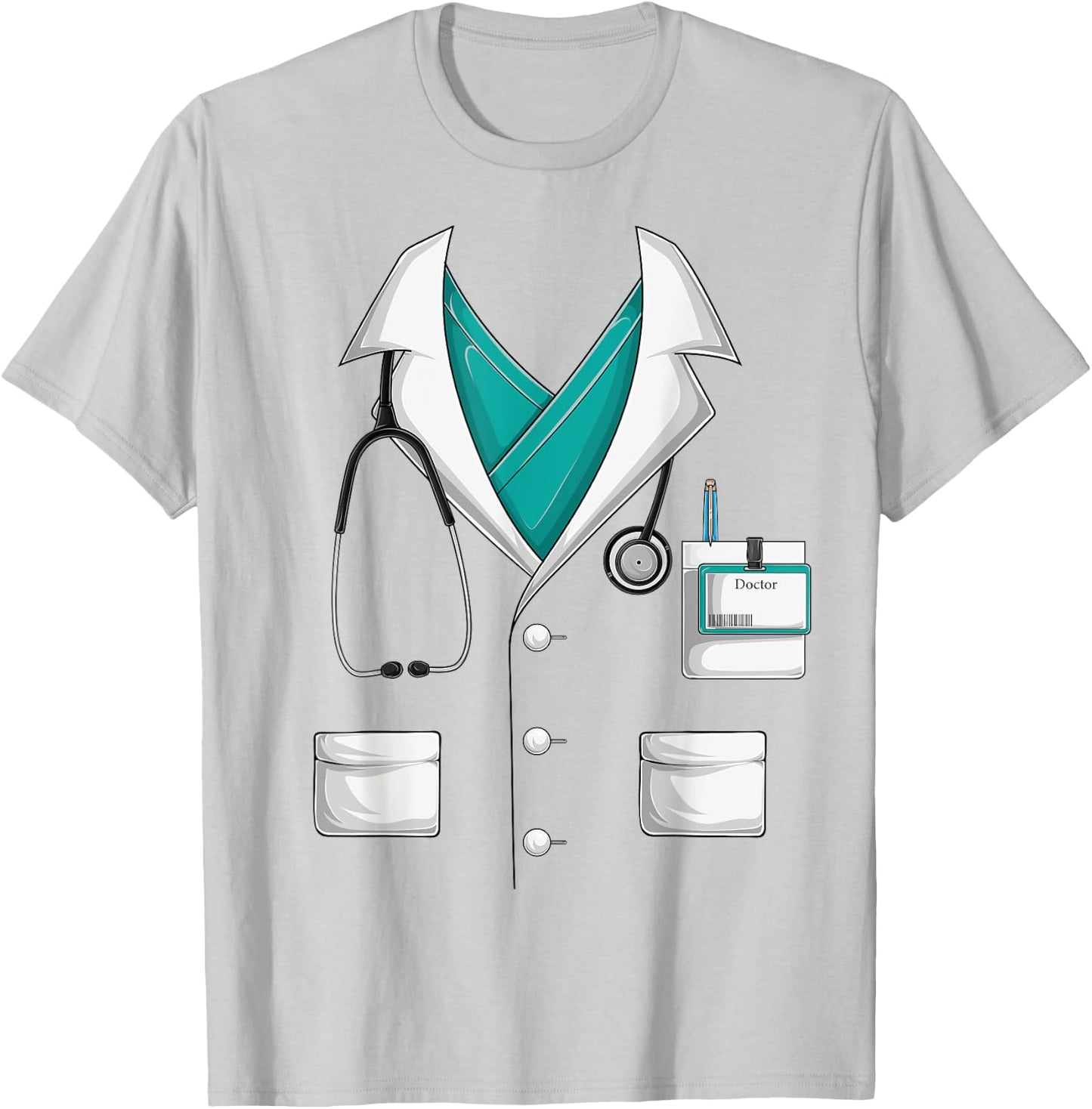 Doctor White Lab Coat funny Halloween Costume men women kids T-Shirt - T-Shirt | Ash
