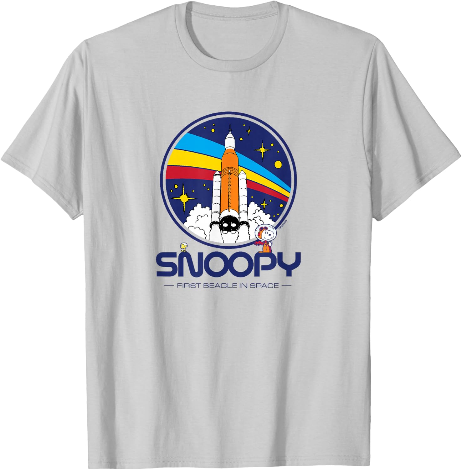 Peanuts - Snoopy First Beagle In Space Rocket Shuttle T-Shirt - T-Shirt | Ash