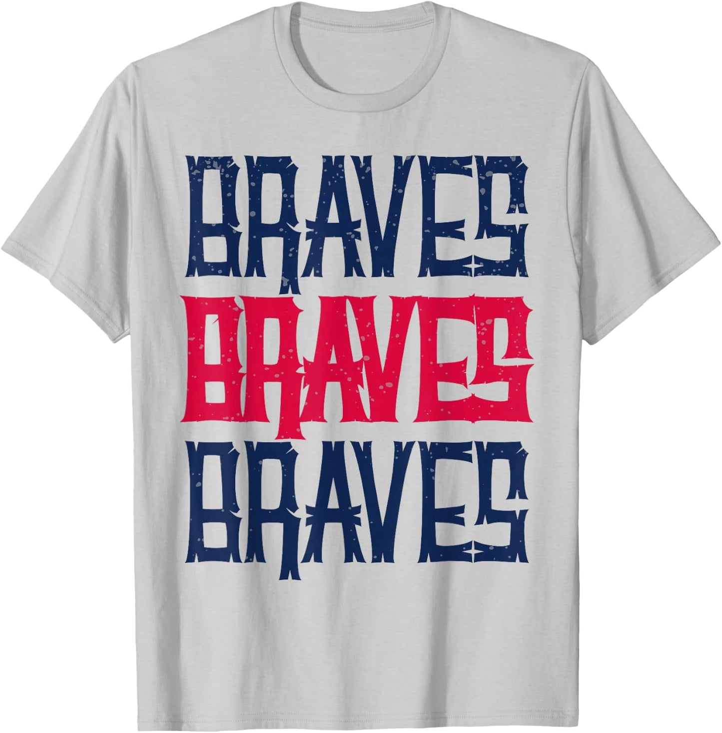 Vintage Braves Retro Three Stripe Weathered Shirt T-Shirt - T-Shirt | Ash