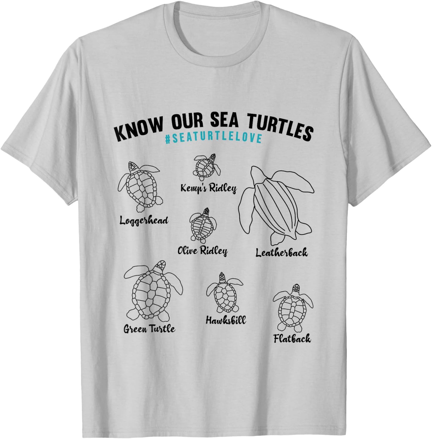 Know Our Sea Turtles - Sea Turtle Species for Sea Turtle T-Shirt - T-Shirt | Ash