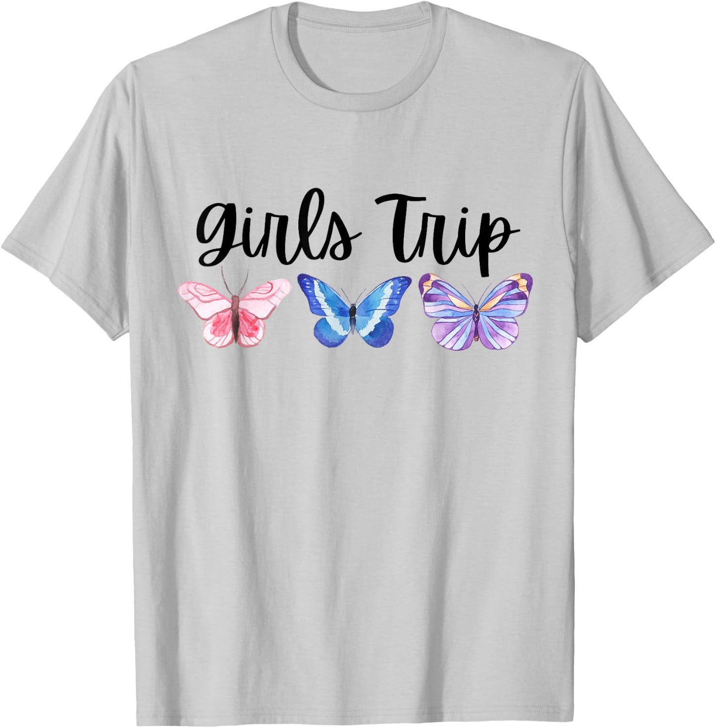 Girls Trip, Vacay Mode, Butterflies, Girls Weekend Trip T-Shirt - T-Shirt | Ash