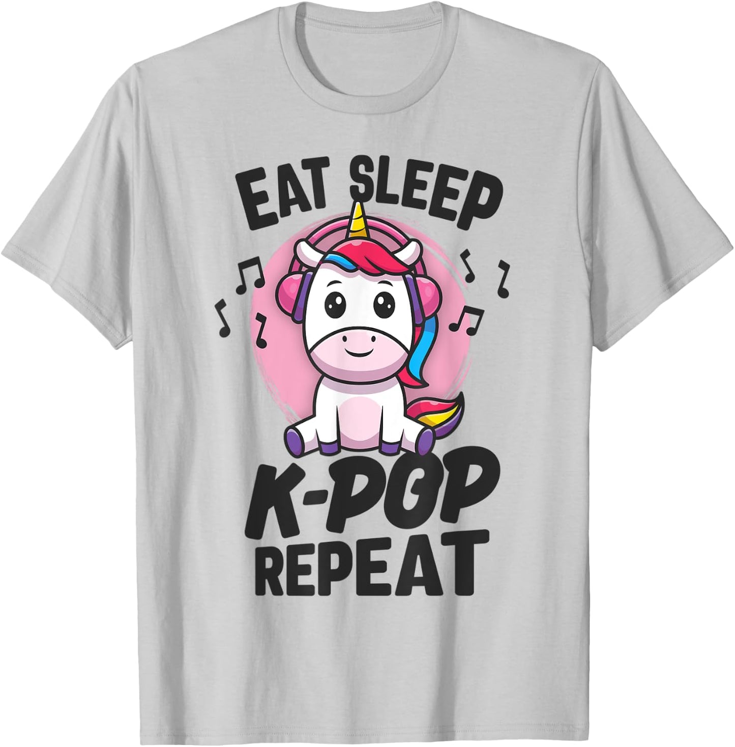Eat Sleep KPop Repeat Kawaii Unicorn Korean Merchandise T-Shirt - T-Shirt | Ash