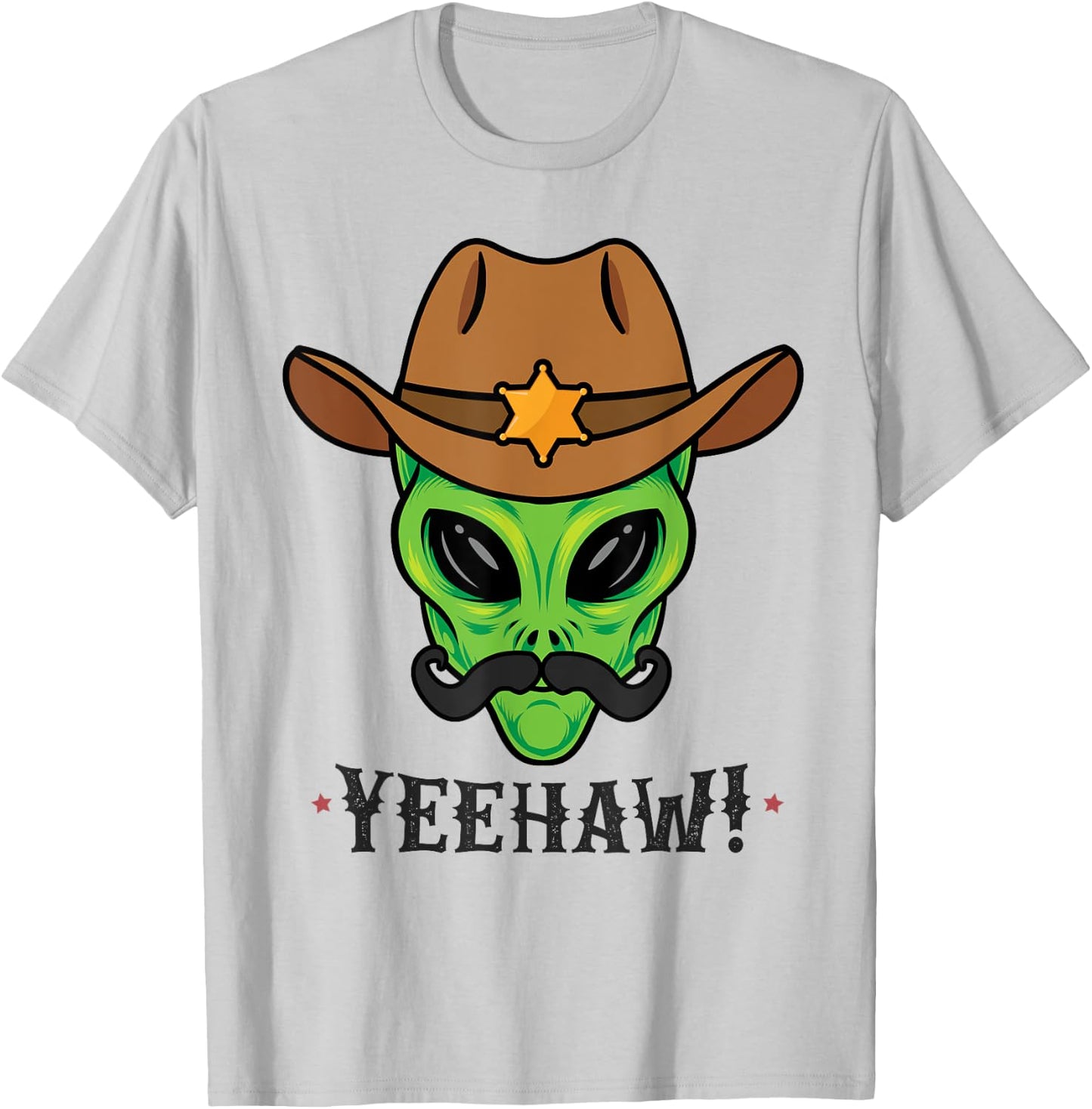 Space Yeehaw Alien Cowboy Halloween Alien Western T-Shirt - T-Shirt | Ash