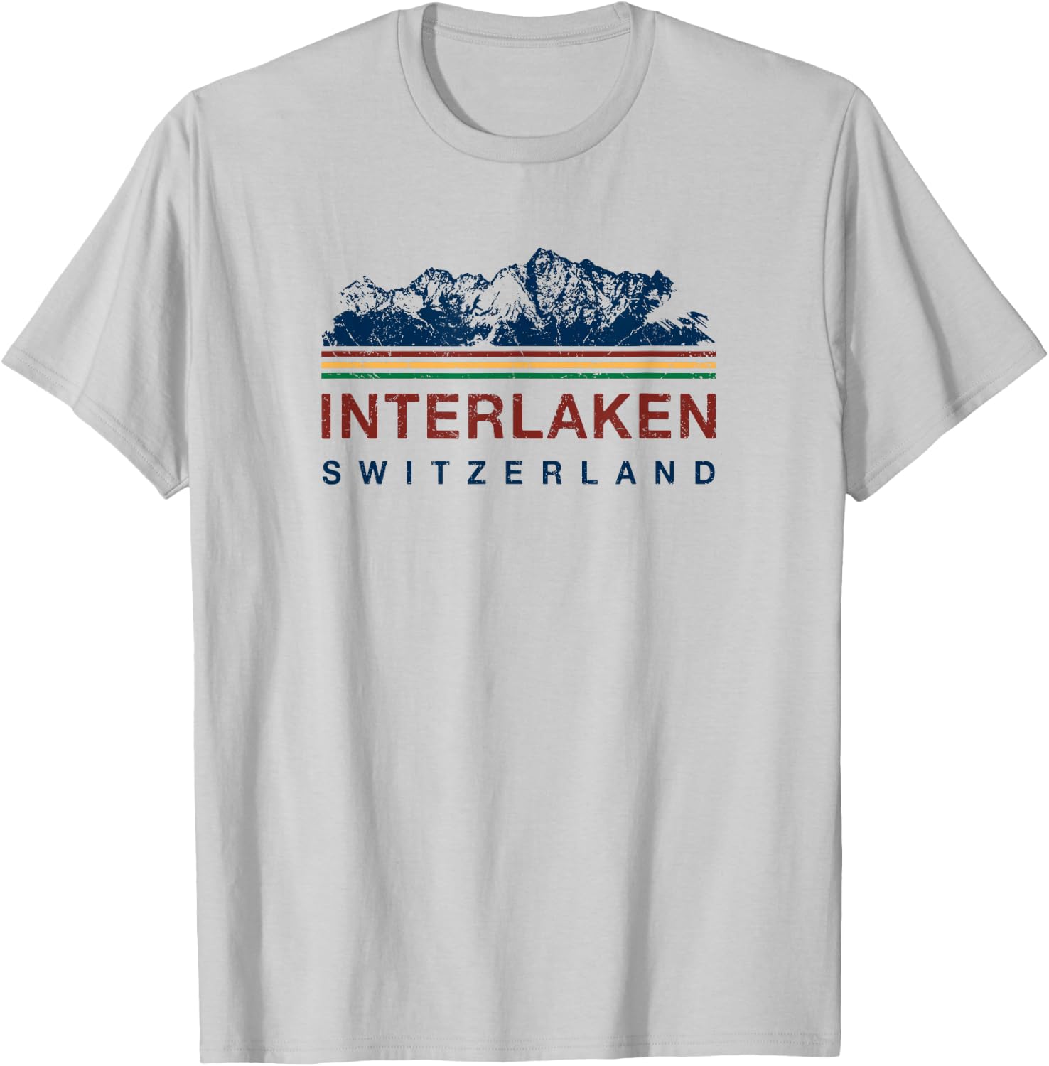 Switzerland Interlaken Swiss Mountain Climbing Retro T-Shirt - T-Shirt | Ash