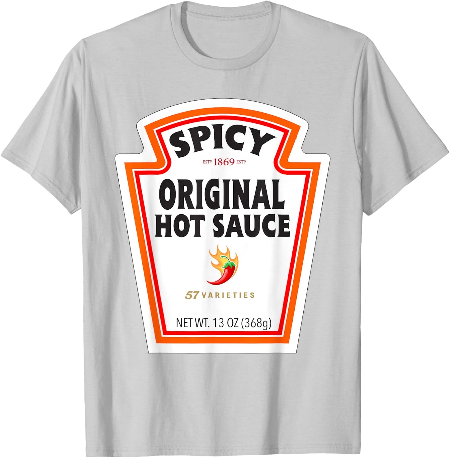 Halloween Matching Costume Spicy Chili Sauce Bottle Label T-Shirt - T-Shirt | Ash