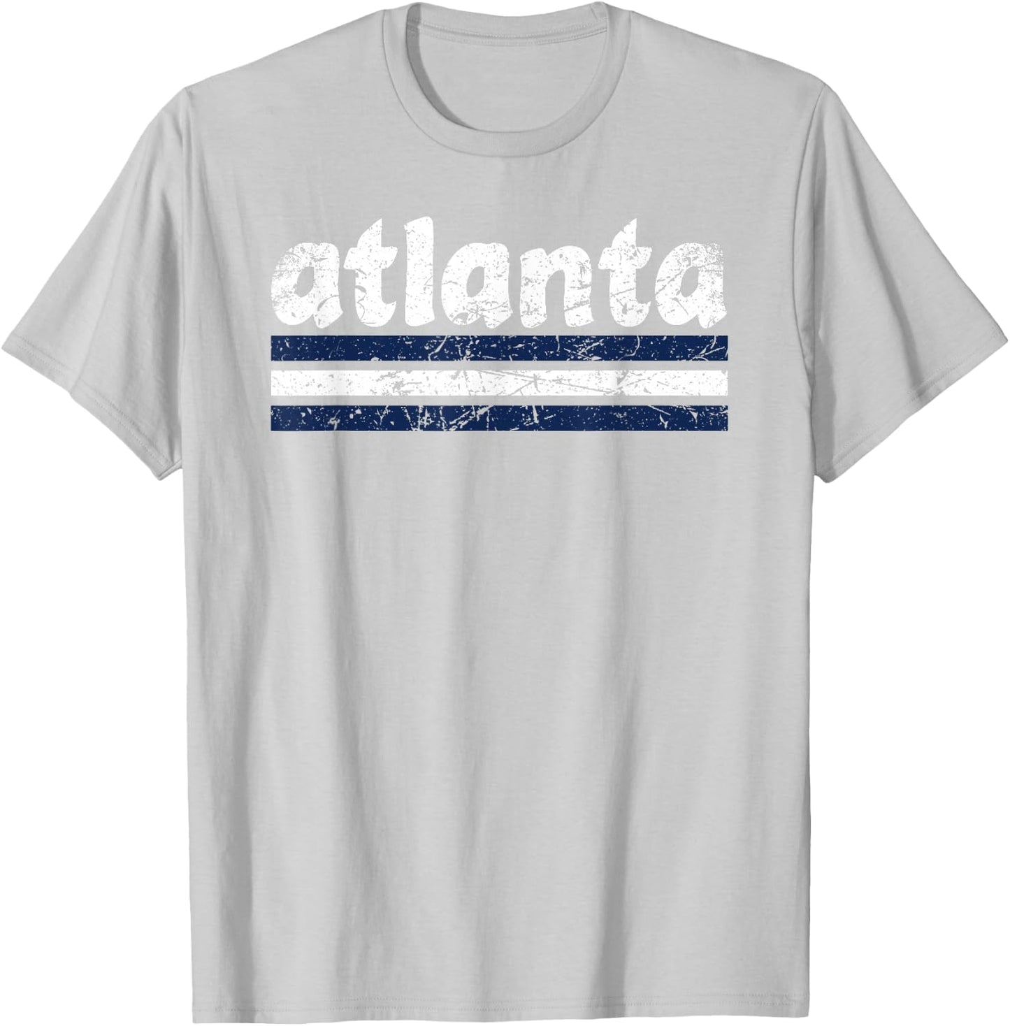 Atlanta Georgia Three Stripe Vintage Weathered T-Shirt - T-Shirt | Ash