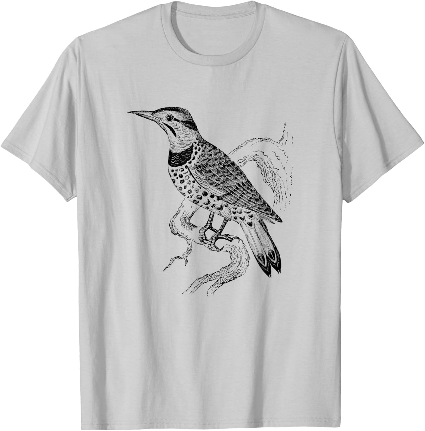 Northern Flicker Bird Print T-Shirt - T-Shirt | Ash