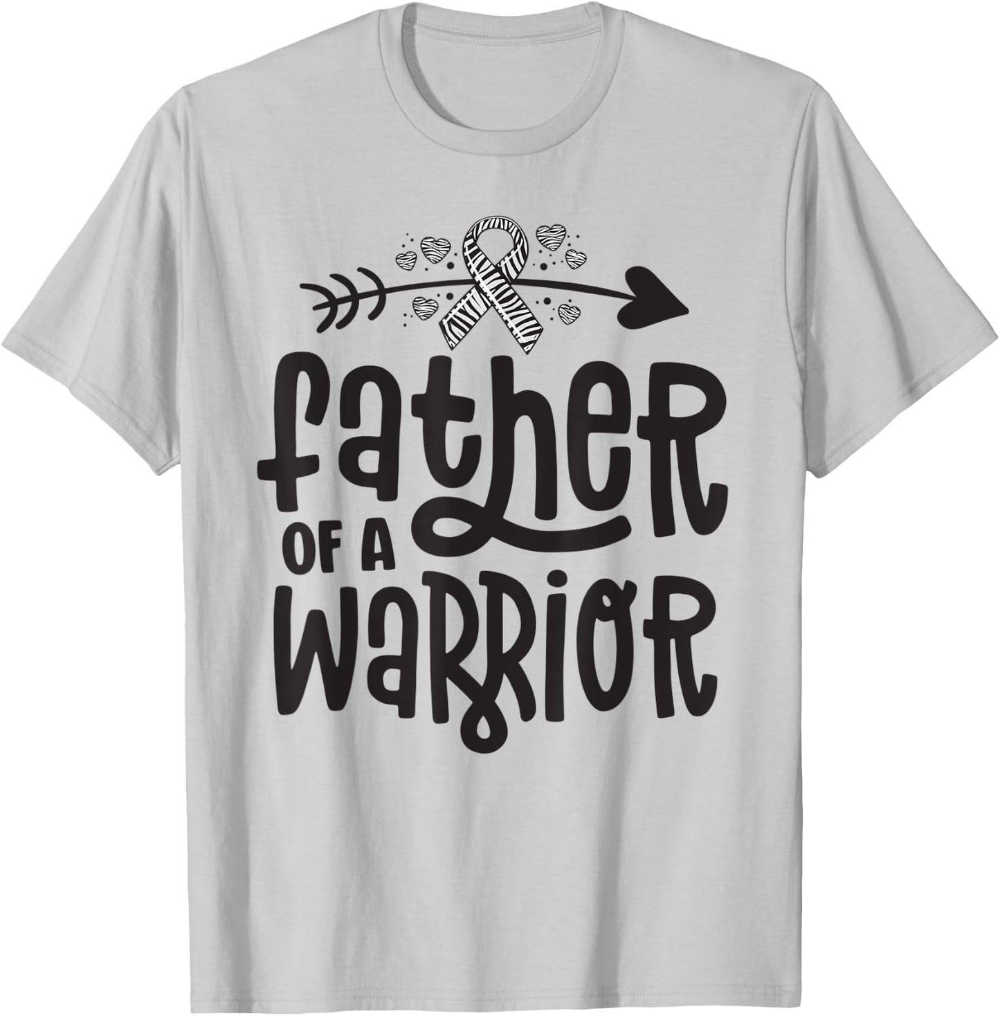 Father Of A Rare Disease Warrior Awareness Zebra Ribbon EDS T-Shirt - T-Shirt | Ash