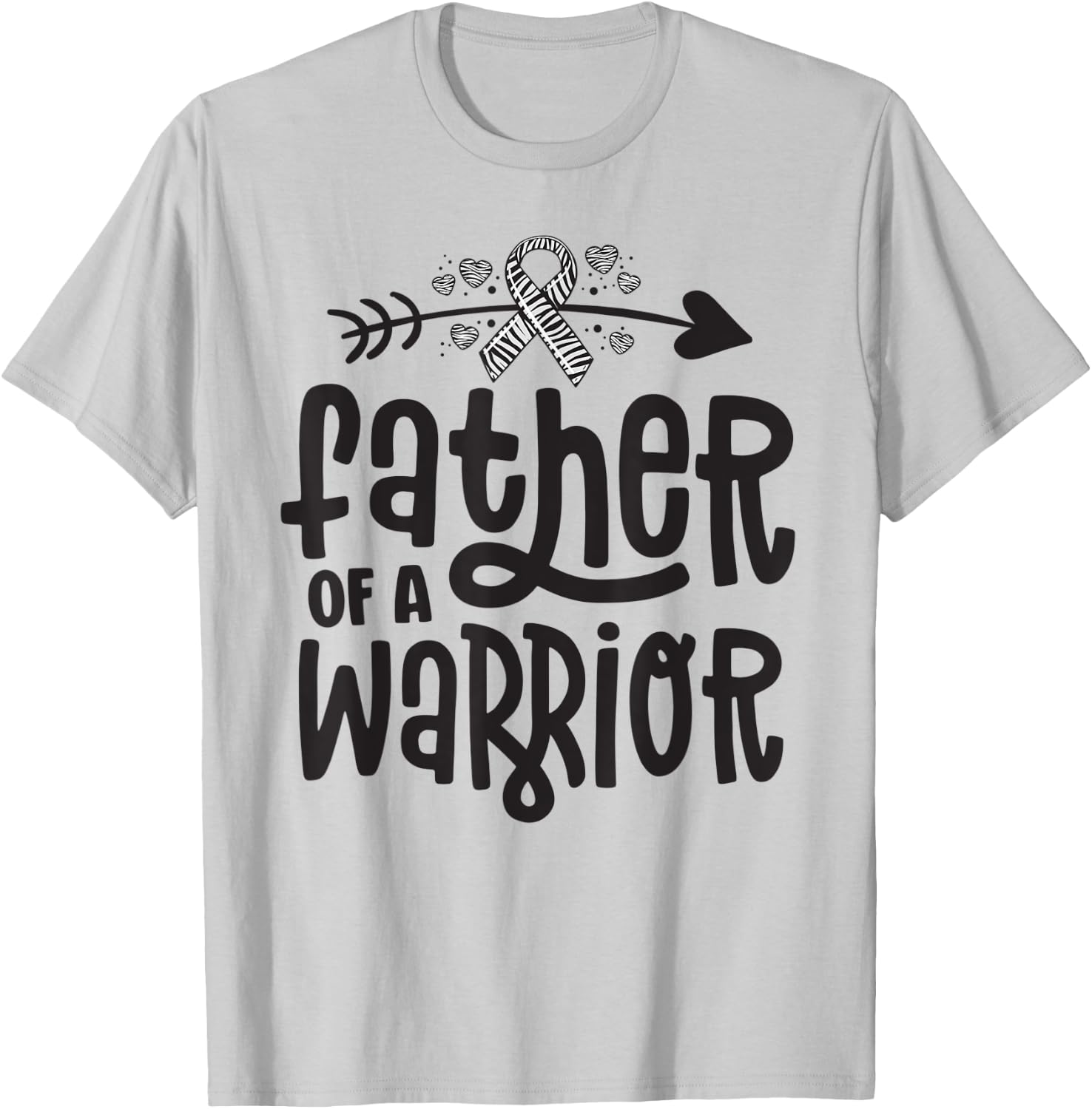 Father Of A Rare Disease Warrior Awareness Zebra Ribbon EDS T-Shirt - T-Shirt | Ash