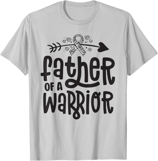 Father Of A Rare Disease Warrior Awareness Zebra Ribbon EDS T-Shirt - T-Shirt | Ash
