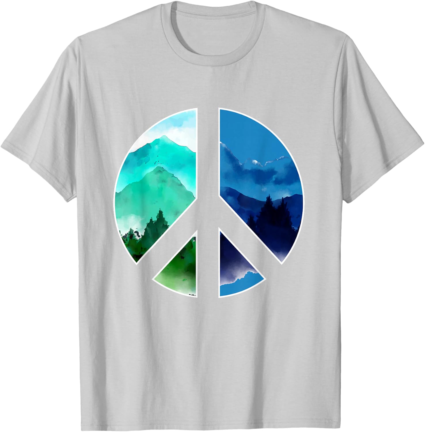 Outdoor Mountains Wildlife Peace Sign Nature T-Shirt - T-Shirt | Ash